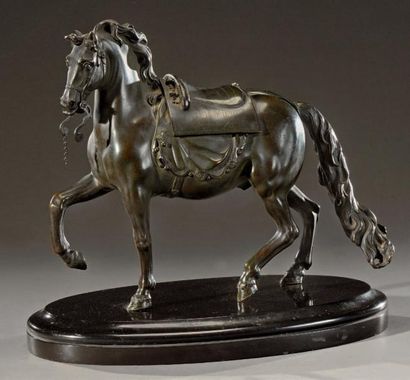D'après JEAN de BOLOGNE
Cheval harnaché Bronze...