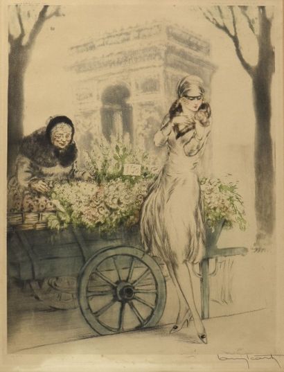 Louis ICART (1888-1950)
La marchande de fleurs,...