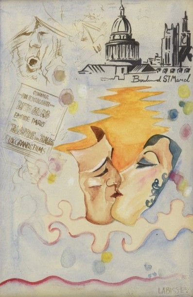 Félix Labisse (1905-1982)
Deux masques s'embrassant,...