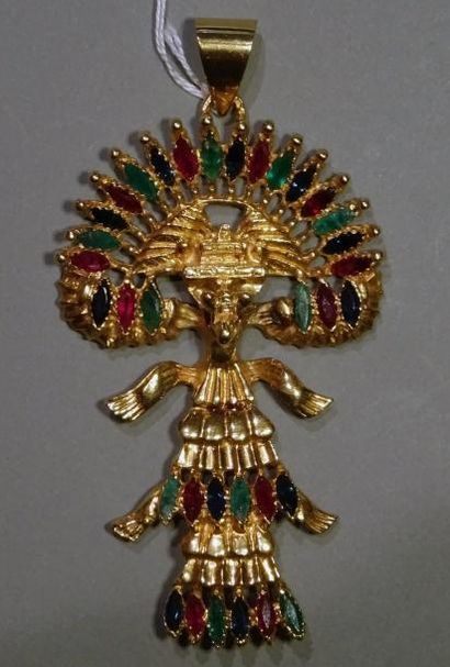 Pendentif « serpent à plumes » en or jaune...