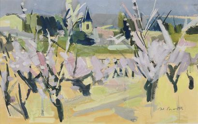 Antoine CHARTRES (1903-1968)
Verger au printemps
Gouache,...