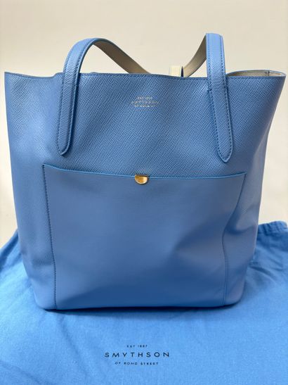 SMYTHSON
Blue grained leather tote bag with...