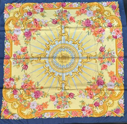 Gucci 
Printed silk square with compass rose...