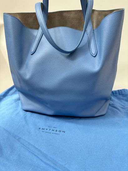 SMYTHSON
Blue grained leather tote bag with...