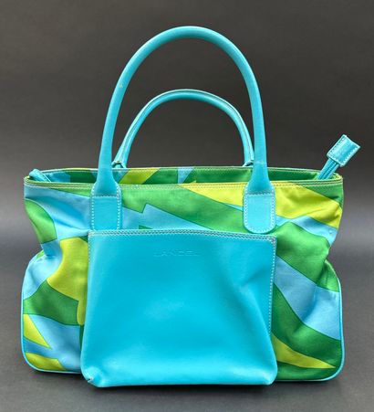 LANCEL
Green and blue leather and fabric...