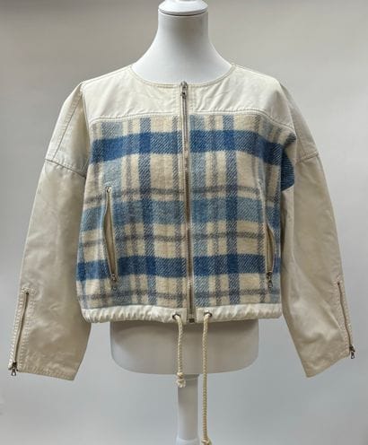 Courrèges
Jacket in blue-gray tartan wool...