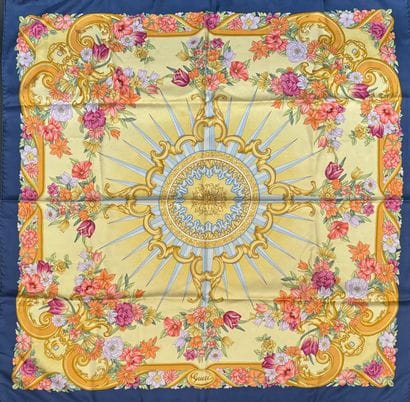Gucci 
Printed silk square with compass rose...