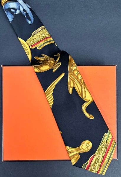 Hermès Paris
Printed silk twill tie with...
