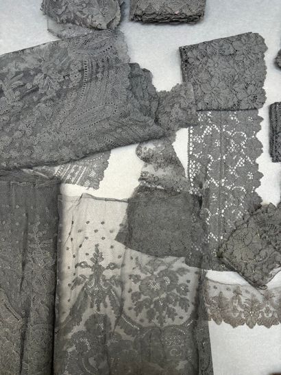 Nice lot of antique black laces, some from...