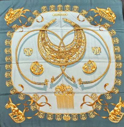 Hermès Paris 
Printed silk twill square titled...
