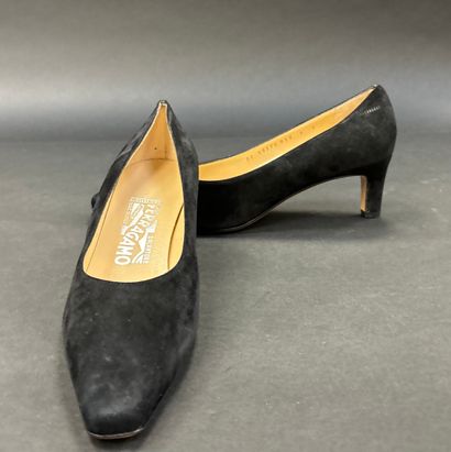 Salvatore Ferragamo 
Pair of black suede...