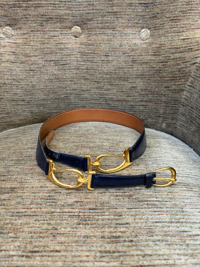 Hermès Paris
Navy leather belt, camel interior
Length...