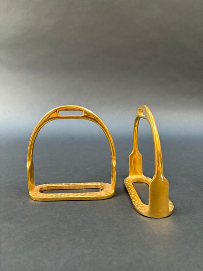 Hermès Paris 
Pair of stirrups 
Gilt bronze,...