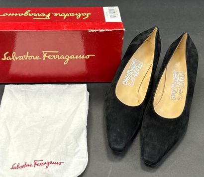 Salvatore Ferragamo 
Pair of black suede...