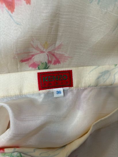 Kenzo 
Jupe longue en voile ivoire imprimé...