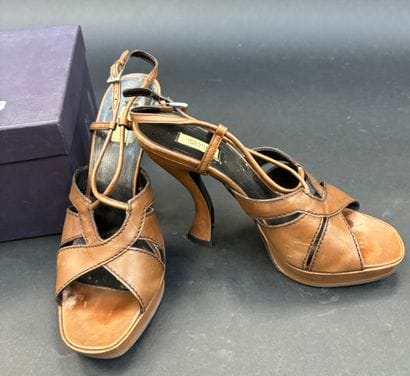 PRADA
Pair of barefoot pumps in beige stitched...