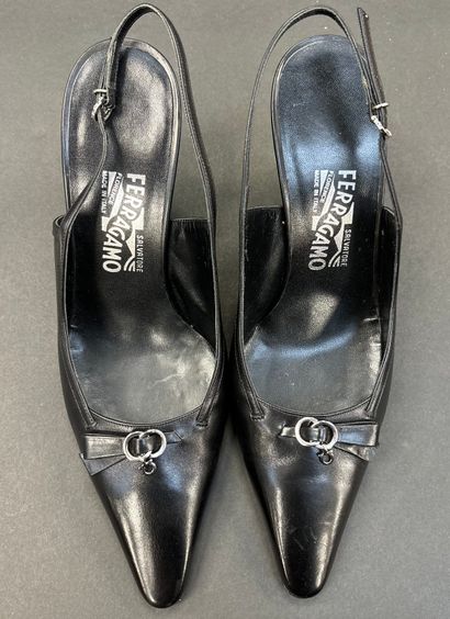 Salvatore Ferragamo 
Pair of black leather...