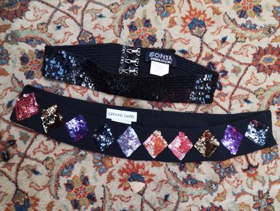 Set of two sequined fabric belts including...