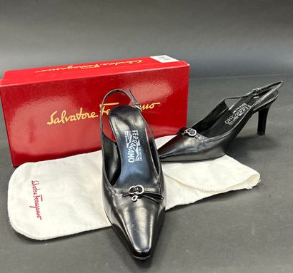 Salvatore Ferragamo 
Pair of black leather...