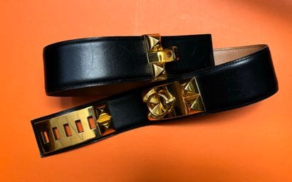 Hermès Paris
Black leather dog collar belt...