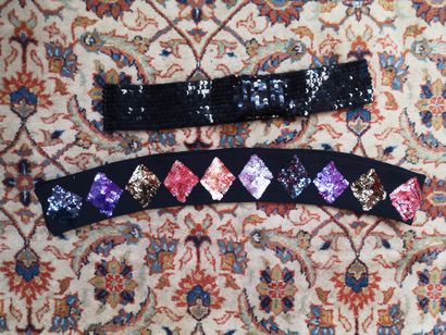 Set of two sequined fabric belts including...