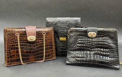 Set of 3 leather bags immitant le croco