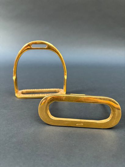 Hermès Paris 
Pair of stirrups 
Gilt bronze,...
