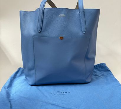 SMYTHSON
Blue grained leather tote bag with...
