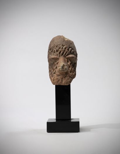 Djenné Mali Terracotta head with pink slip,...