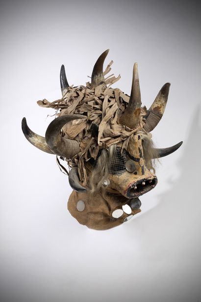 Haiti Voodoo mask, made of plant fiber, crains,...