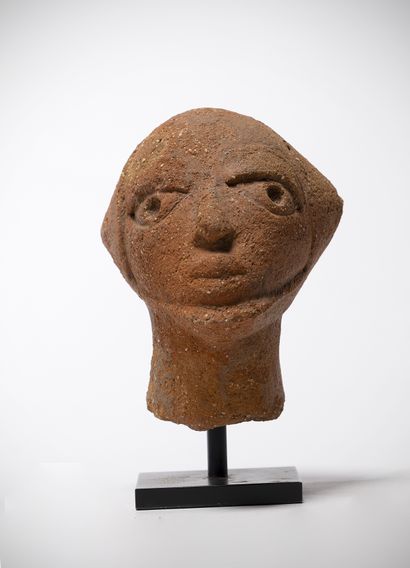 Nock Nigeria Head in ochre-orange terracotta...
