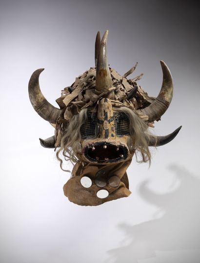 Haiti Voodoo mask, made of plant fiber, crains,...