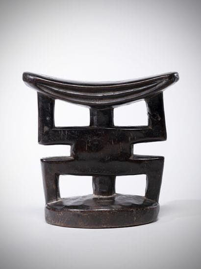 Mfinu Congo (RDC) Dark wood headrest with...