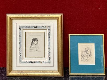 P.GIROL 
ensemble de deux gravures
Portrait...