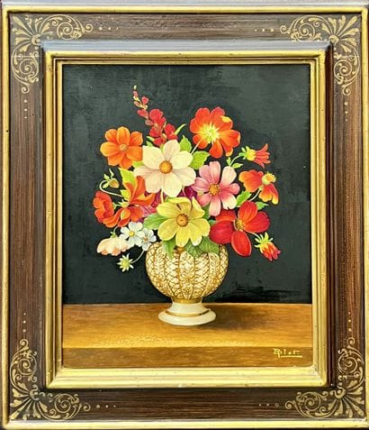 BLOT
bouquet de fleur 
huile sur Isorel 
Signé...