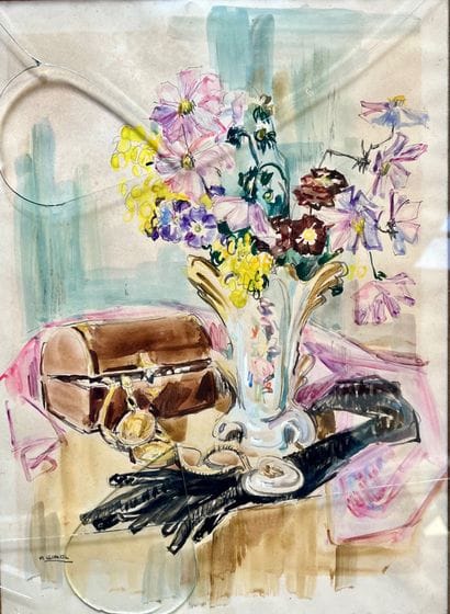 Paul GIROL 
La boîte à bijoux 
Aquarelle...