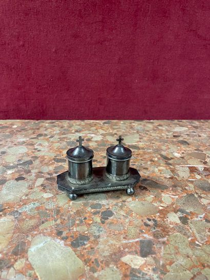 Two vials of Holy Oils, made of 800/°° silver...