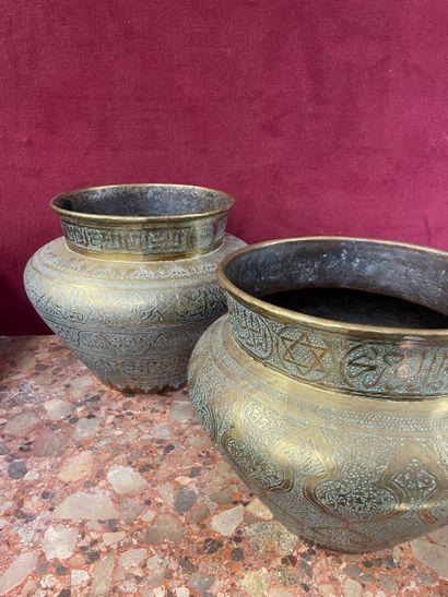 Small set of brassware consisting of 
a circular...