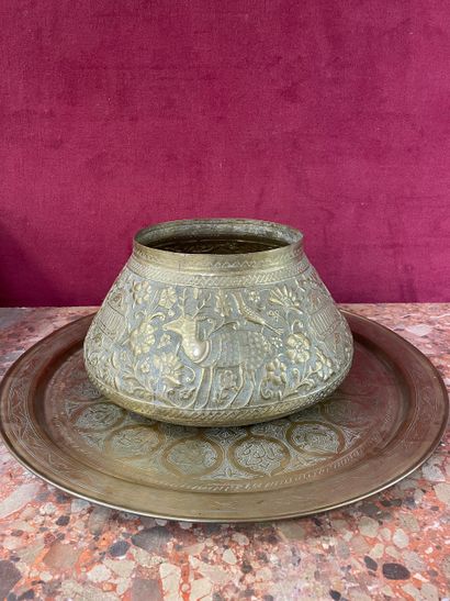 Small set of brassware consisting of 
a circular...