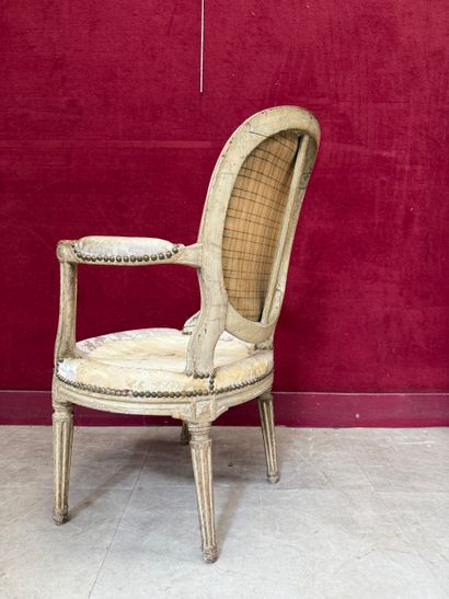 Carved, molded beechwood cabriolet armchair...