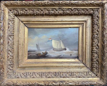 19th century school
Ships in a storm
Oil...