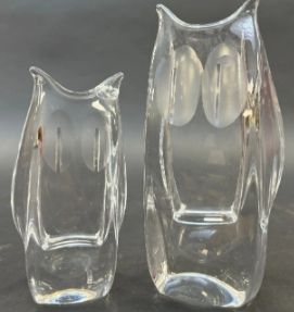 Daum France
Lot de deux chouettes 
En cristal...
