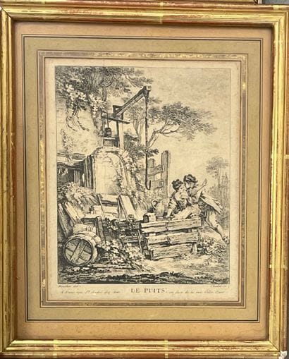 Lot de gravures encadrées : Le Puits (d'après...