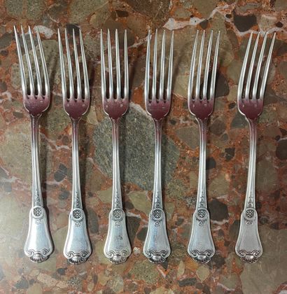 HENRI SOUFFLOT 
Six fourchettes en argent...