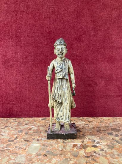 ASIE DU SUD-EST 
Sujet en bois sculpté polychrome...