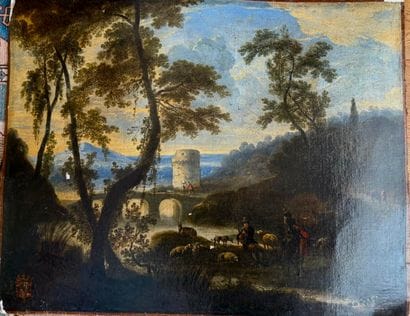 Flemish School 
Landscape with a Herd of...