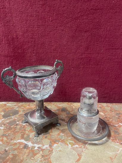 Coupe en verre, monture en argent 800/°°,...