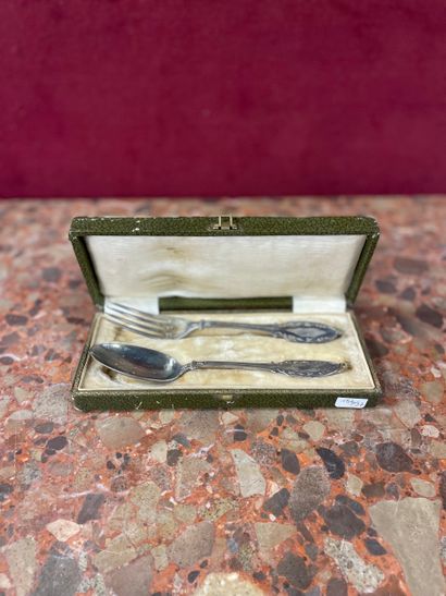 Monogrammed children's silverware, 925/°°...