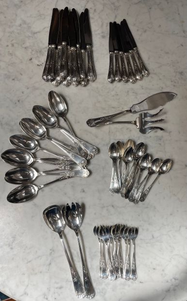 A silver-plated serving set consisting of...