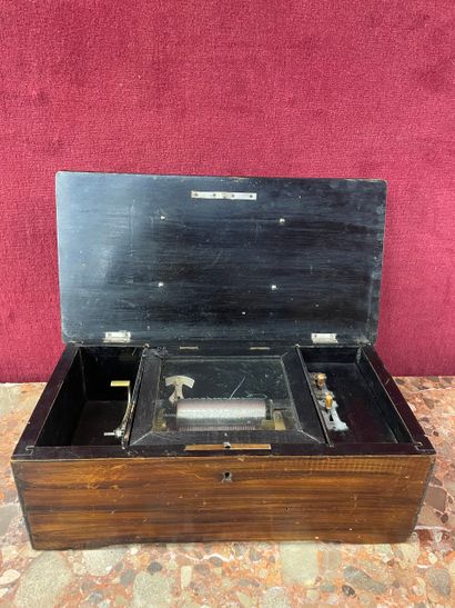 Cylinder music box made of wood veneer and...